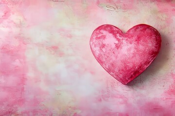 Fototapeta premium A top-down view of a red paper heart split into two parts on a pastel pink background, representing a broken heart concept