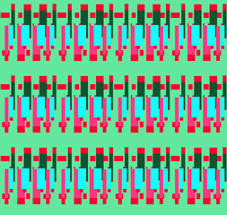 Christmas Pixel  Stripe Pink and Teal Seamless