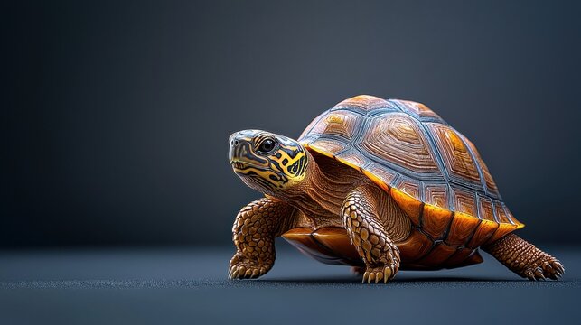 Colorful 3D Turtle Render Animation Slow Movement Happy Emotions Kids Educational Content
