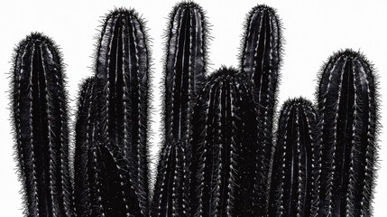 Black cacti desert close-up, botanical study