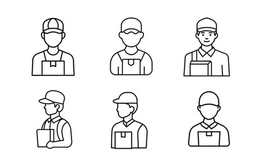 Simple Line Art Icons of Delivery Personalities