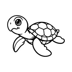 fun cute turtle cartoon isolated drawing line style sketch classic vintage design illustration
