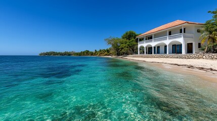 Fototapeta premium Luxury private villa with pool on the islands, with copy space.