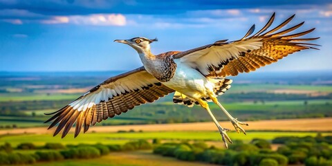 Aerial View of Klunkerkranich Bugeranus Carunculatus in Flight