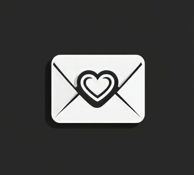 Flattened modern icon representing a love letter, note, or loving message, suitable for apps and websites