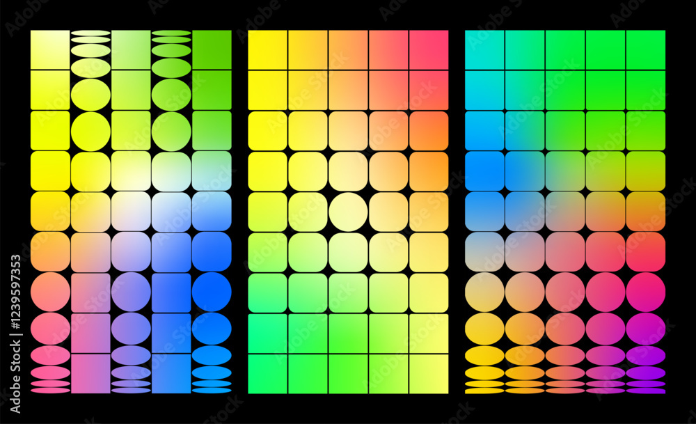 Poster Abstract Poster Design with Geometric Shapes and Gradient. Vector Minimal Graphic in Retro Style