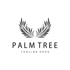 black silhouette palm tree plant logo design coconut tree illustration template icon tree beach