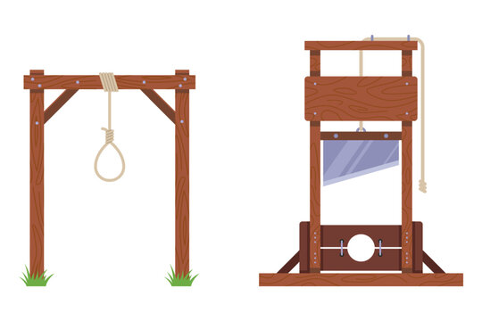 Execute a criminal for his crimes. The executioner and the guillotine and the scaffold.