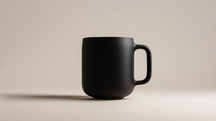 Matte black coffee mug on white background
