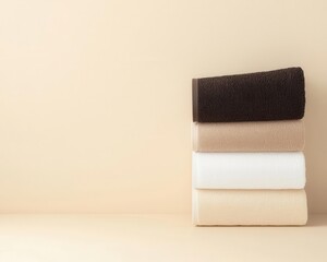 Fototapeta premium sustainable sports gear design style. Durable gym towels in neutral tones, accented with subtle embroidered branding, made from bamboo fibers