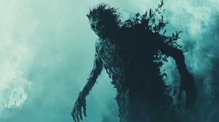evil, king of shadows, skeleton, skull, horror, demon, zombie, ghost, art illustration, AI generative