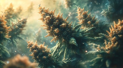 Obraz premium Close Up View Of Cannabis Buds With Golden Hour Lighting