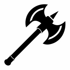 Dark Fantasy Battle Axe Silhouette: Medieval Weapon Icon, Gothic Design Element, Game Asset, Vector 