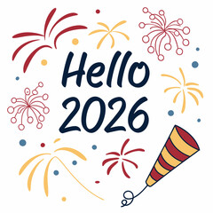 Obraz premium Modern Fireworks Celebration: Bold 2026 New Year's Greeting Design web font text party event shiny 