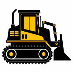 Powerful Black Silhouette of a Bulldozer: Construction Might, Industrial Strength, Heavy Machinery  