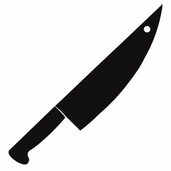 Sharp Chef's Knife Silhouette: Black Icon, Culinary Design Element, Vector Graphic, Kitchen Tool,   