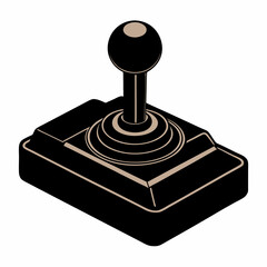 Retro Gaming: Black Silhouette of Classic Joystick Controller. Perfect for nostalgic game designs,  