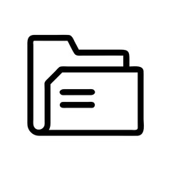 Simple File Folder Icon: Clean Lines, Minimalist Design, Perfect for Web and App Interfaces. Easy to