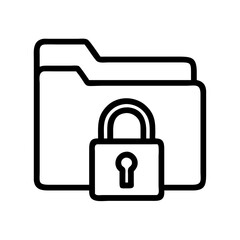 Secure Folder Icon: Padlock Protection, Data Privacy, Digital Safety, File Security, Confidential   