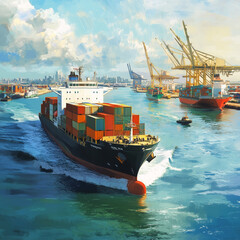 Fototapeta premium cargo ship in port