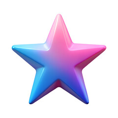Obraz premium gradient blue and pink star holographic iridescent 3d render icon, cut out on the white background