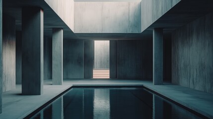 Fototapeta premium Minimalist Concrete Temple House with Geometric Shapes