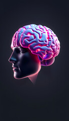 Obraz premium 3D render of a male figure and brain highlighted, abstract mind concept , with white tonespng