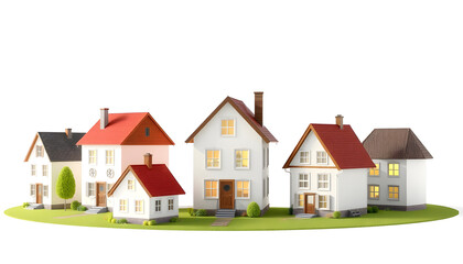 Group of houses illustration - 3d render , with white tonespng