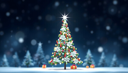Obraz premium Abstract fantasy festive christmas tree background header wallpaper background 3d illustration , with white tonespng