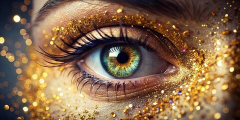 Captivating Eye Adorned with Gleaming Gold