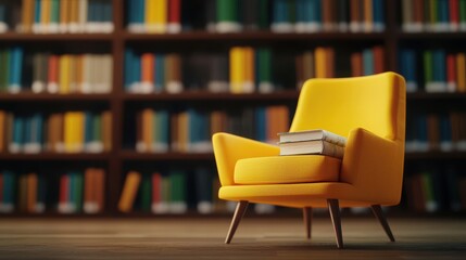 Contemporary reading space with stylish furniture cozy library furniture design home interior close-up aesthetic inspiration