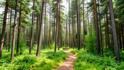 Obraz premium Forest nature trail to see the natural beauty of the forest , with white tonespng