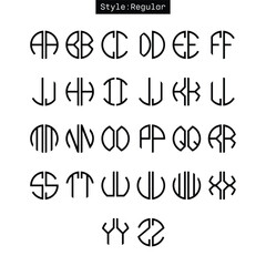 Monogram circle alphabet. Round geometric font for logos.