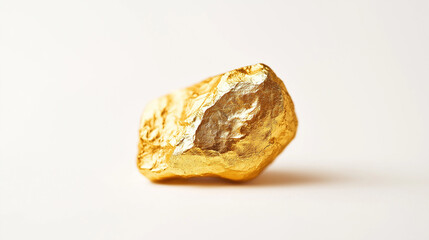 bright gold nugget isolated on white background