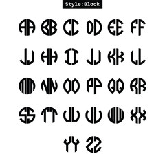 Monogram circle alphabet. Round geometric font for logos.