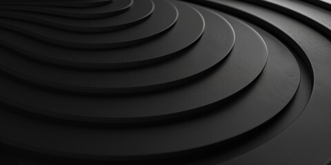 A pure black canvas with subtle, minimalist concentric arcs, Balanced and harmonious layout