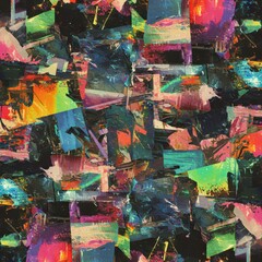 Fototapeta premium Vibrant abstract collage with colorful geometric shapes and dynamic textures