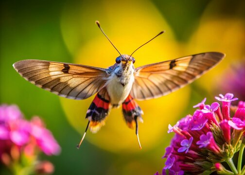 Closeup of a Hummingbird Hawk Moth in Sunlight