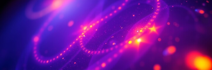 Obraz premium Vibrant colorful swirls and patterns with glowing orbs in shades of purple and pink creating a mesmerizing abstract background effect