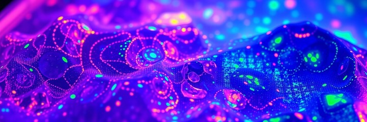 Colorful abstract pattern with glowing lights and intricate designs, creating a vibrant and energetic visual effect, representing depth and creativity in an enticing abstract background