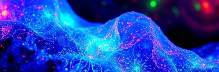 Fototapeta premium Colorful glowing abstract wave pattern with luminous details and vibrant colors representing energy and motion