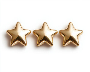 Golden stars arranged in horizontal row, reflecting light beautifully