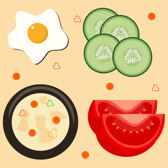 Food flat design concept icons