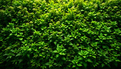 Fototapeta premium Herb wall, plant wall, natural green wallpaper and background. nature wall. Nature background of green forest , with white tonespng