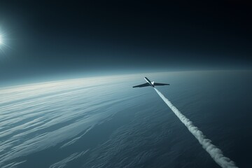 Contrails Streaking Across Blue Sky: Dramatic Ground-Up Perspective