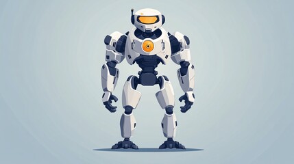 Robotic Character Vector Illustration on White Background