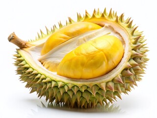 Obraz premium Creamy Durian Fruit, Long Exposure Photo, Tropical Dessert, Isolated White Background