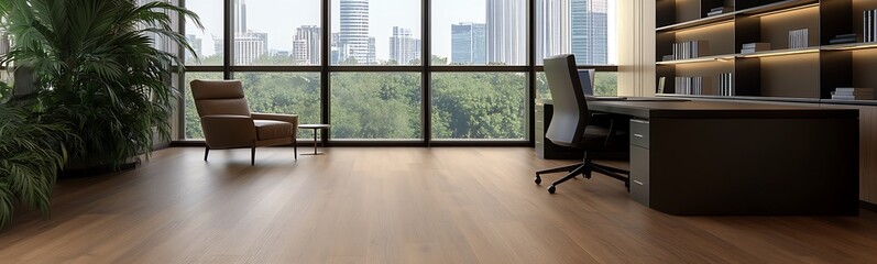 Fototapeta premium High-end office space featuring rich caramel tones and modern design elements.