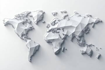 Flat vector illustration of a gray world map on a white background