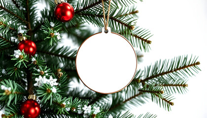 Christmas blank round ornament. Mock up of Christmas round sign, ornament , with white tonespng